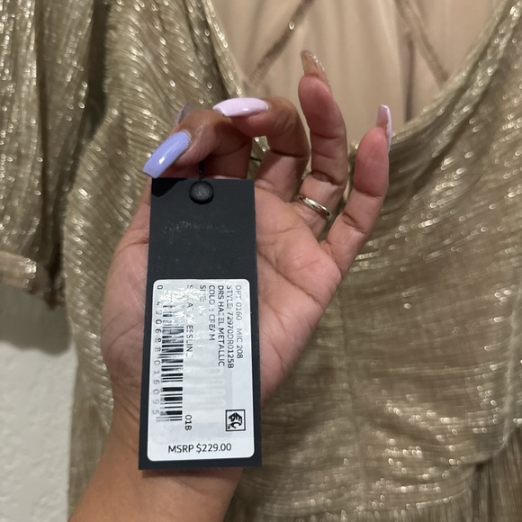 Beautiful prom/wedding hazel gold metallic gianni bini dress size 12 nwt - Picture 7 of 7